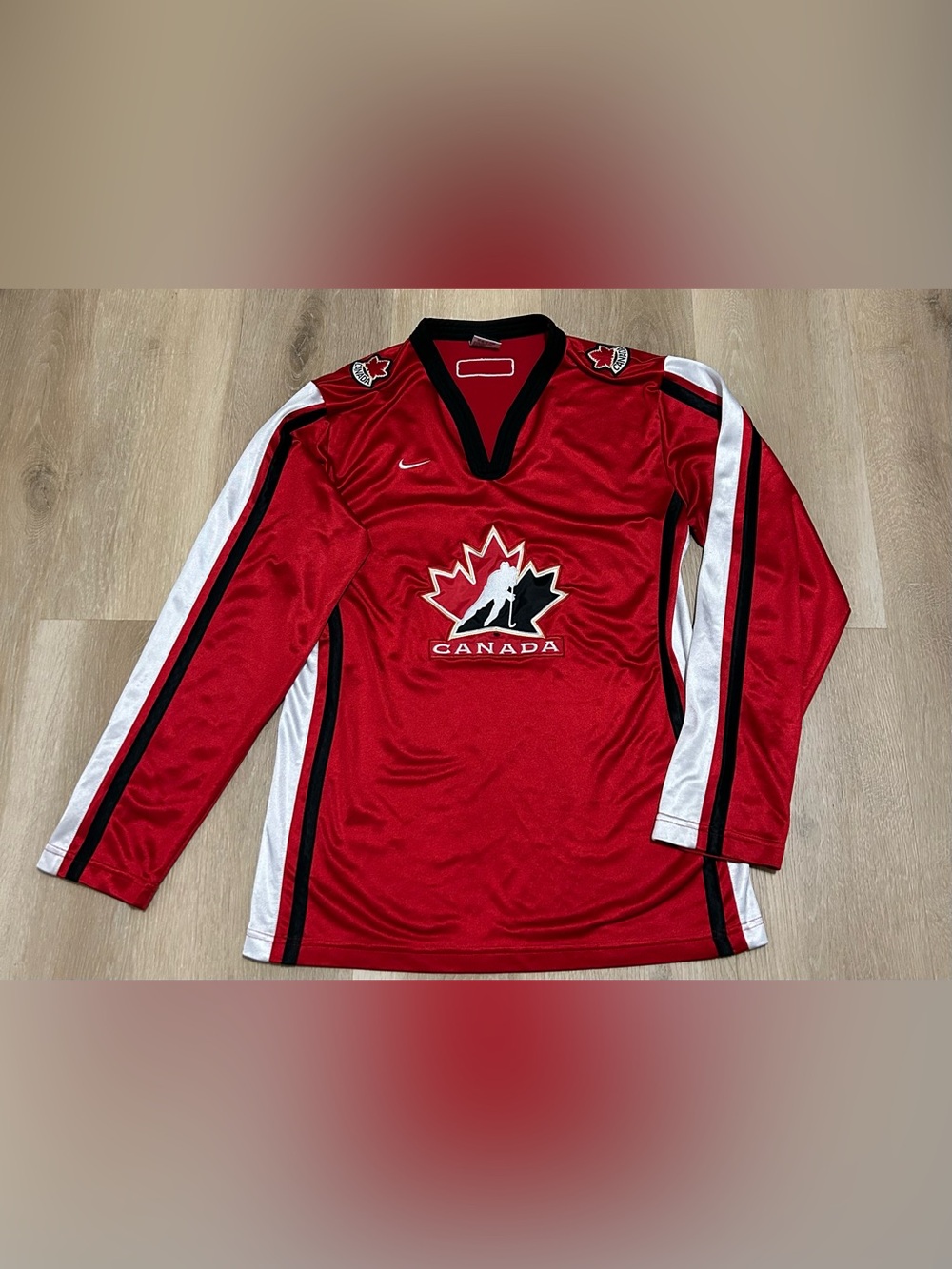 Nike Red and White Canada Hockey Jersey